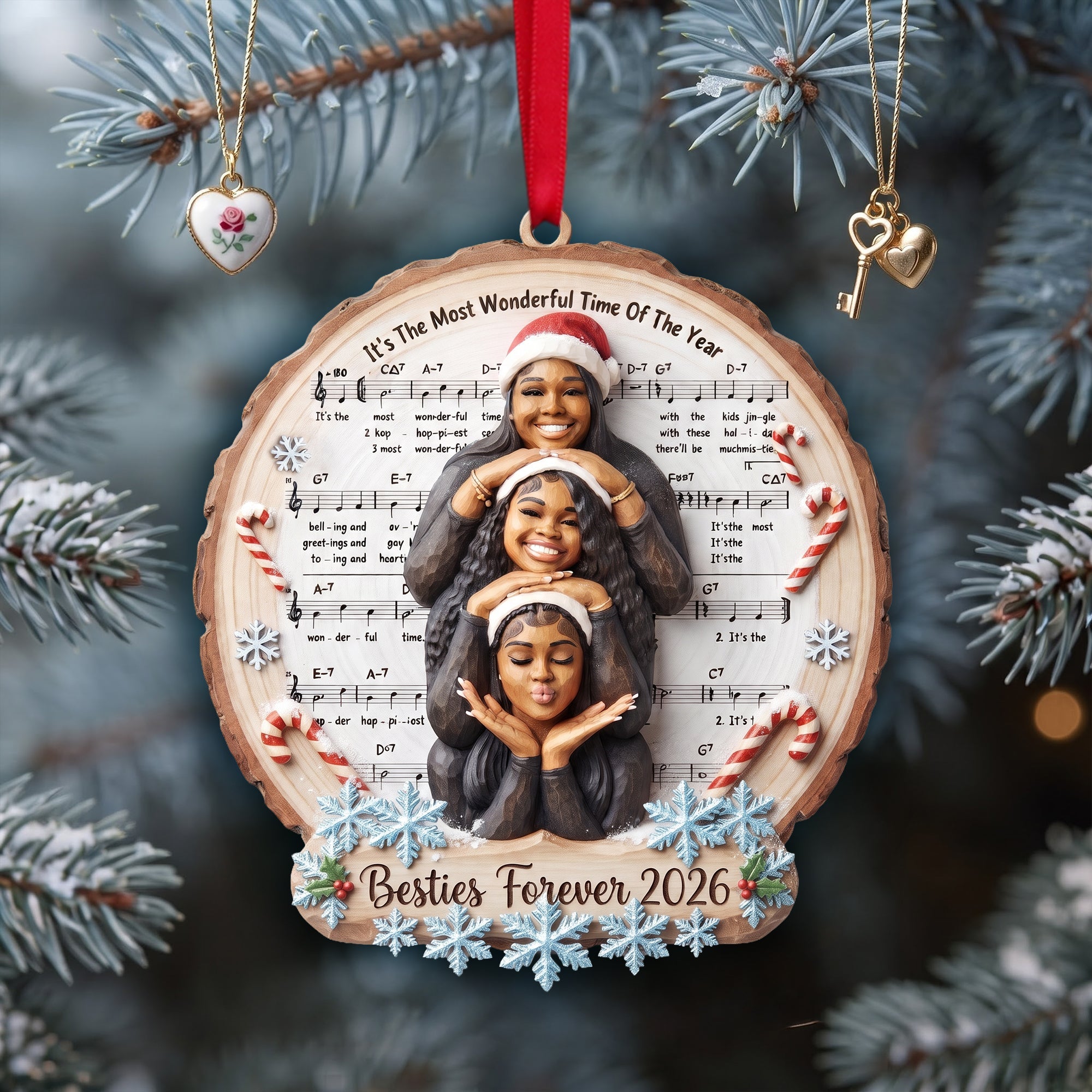 "It's The Most Wonderful Time Of The Year" - Custom Photo Ornament for Friends - Personalized Gift for Besties