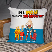 Load image into Gallery viewer, Super Mom Personalized Throw Pillow - Custom Name Gift Pillow PopCulturePrints
