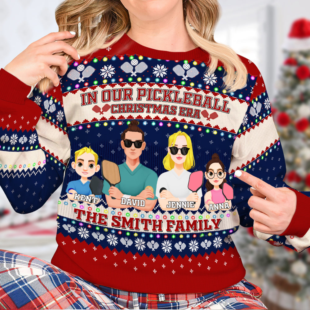 Custom Family Pickleball Ugly Christmas Sweatshirt Ugly Christmas Sweater PopCulturePrints