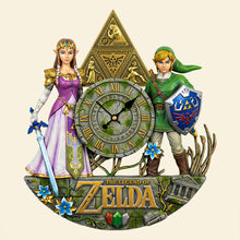 Load image into Gallery viewer, Time for Adventure: Legendary Wall Clock - Personalized Gift for Gamers, Couples &amp; Zelda Fans Hanging Wall Clock PopCulturePrints
