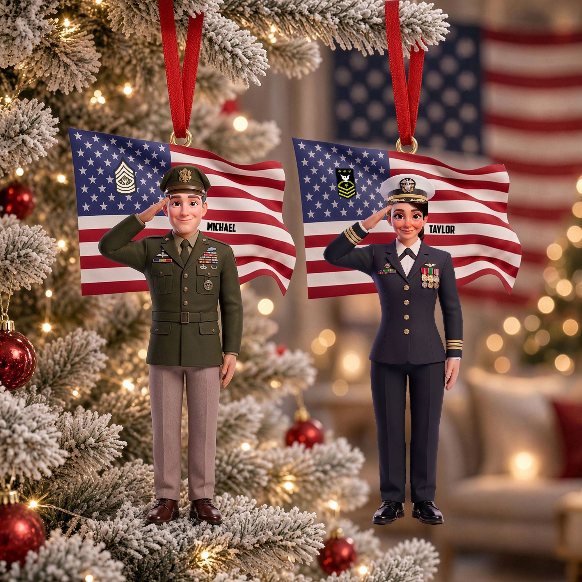 Celebrate Patriotism: Personalized Christmas Ornament for Veterans