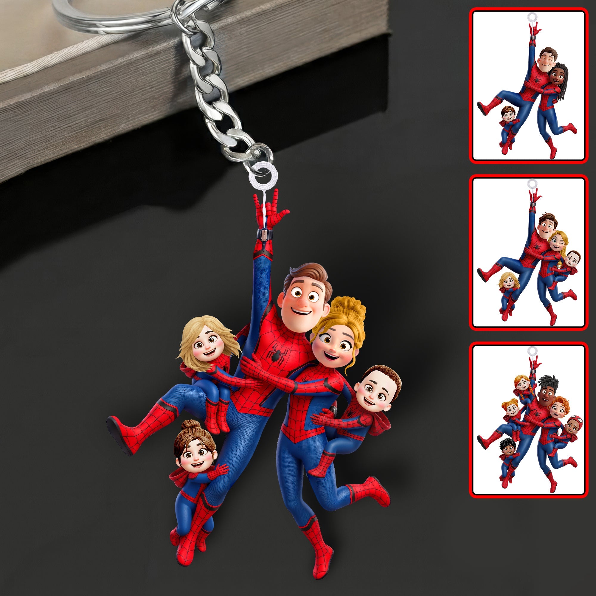 🕷️ "Swinging Through Life!" - Multitasking Fabulous Family Acrylic Keychain - Personalized Gift for Family & Friends
