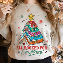 Load image into Gallery viewer, Festive Book Lovers Christmas Sweatshirt - All Booked for Christmas
