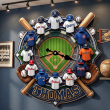 Load image into Gallery viewer, "Time to Play Ball!" Personalized Sports Lovers Acrylic Wall Clock - Unique Gift for Baseball Fans, Dads, and Friends Hanging Wall Clock PopCulturePrints
