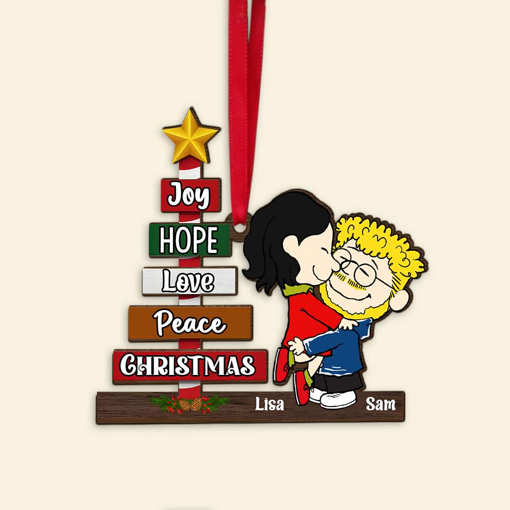 Personalized Couple Christmas Ornament - Joy, Hope, Love, Peace