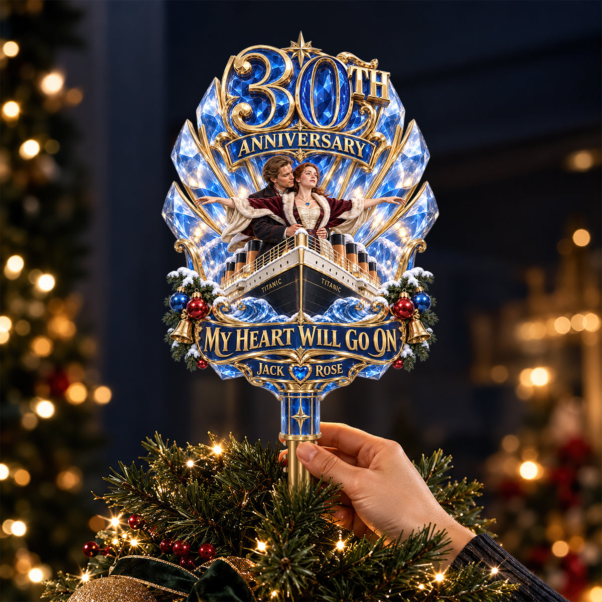 "Timeless Love: Forever Together" - 30th Anniversary Tree Topper - Personalized Gift for Couples