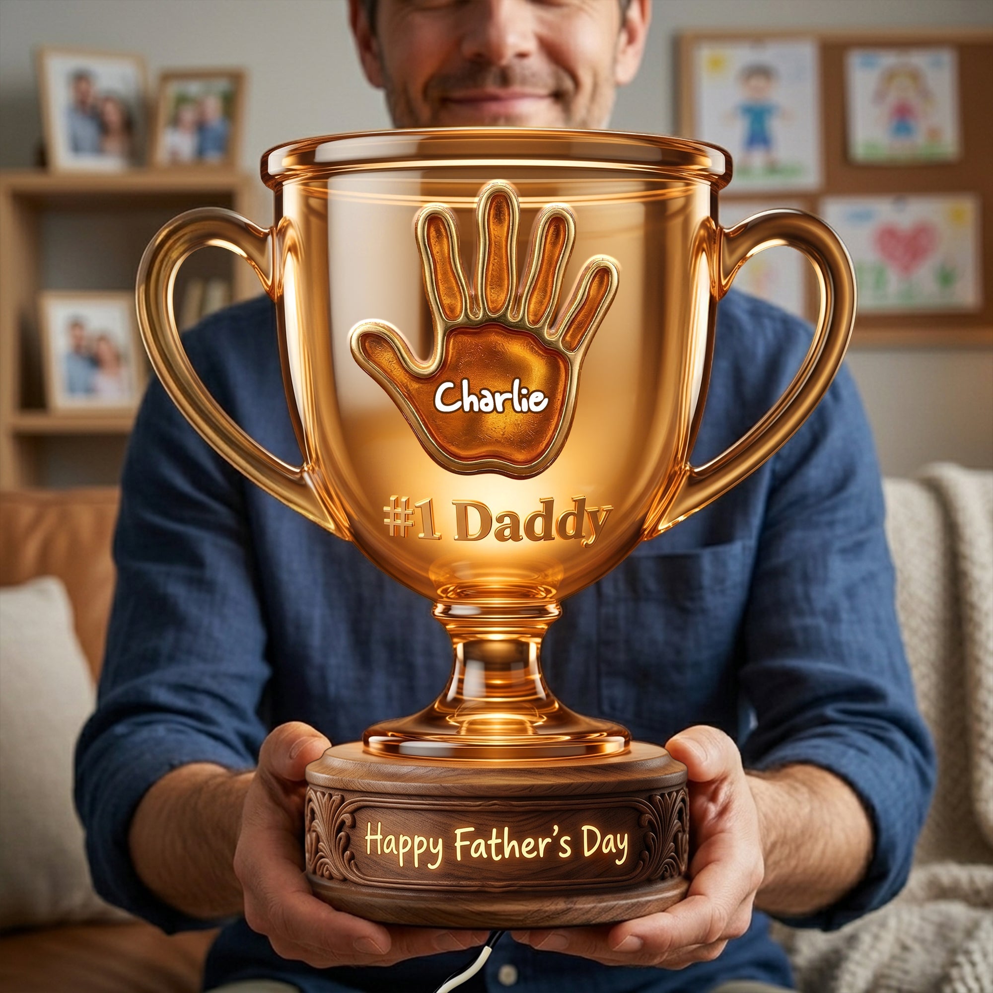 "Best Grandpa Ever!" - Personalized Trophy Acrylic Light Box - Gift for Dad, Grandpa, or Father Figures Light Box PopCulturePrints