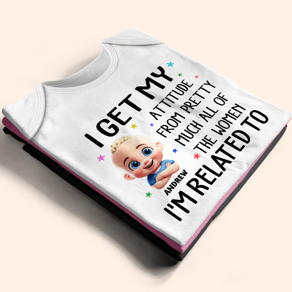 I Get My Attitude - Personalized Baby Onesie for Cool Babies Baby Onesie PopCulturePrints