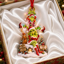 Load image into Gallery viewer, Light Up The Love with a Grinchy Twist - Personalized Christmas Ornament for Couples Ornament PopCulturePrints
