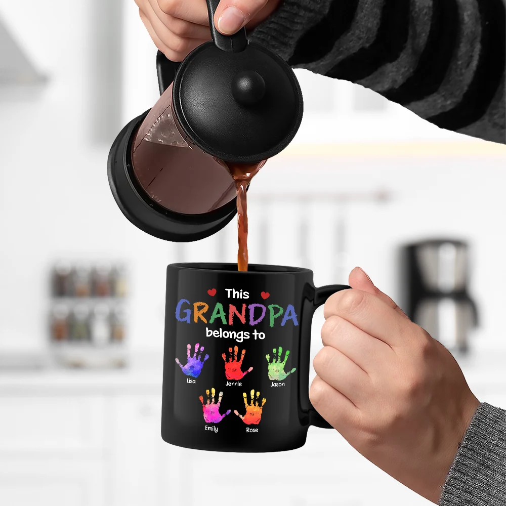 This Grandpa Belongs To - Personalized Black Mug for the Best Grandpa Mug PopCulturePrints