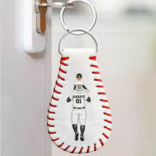 Load image into Gallery viewer, Drive Safe Daddy - Personalized Leather Baseball Keychain Leather Baseball Keychain PopCulturePrints
