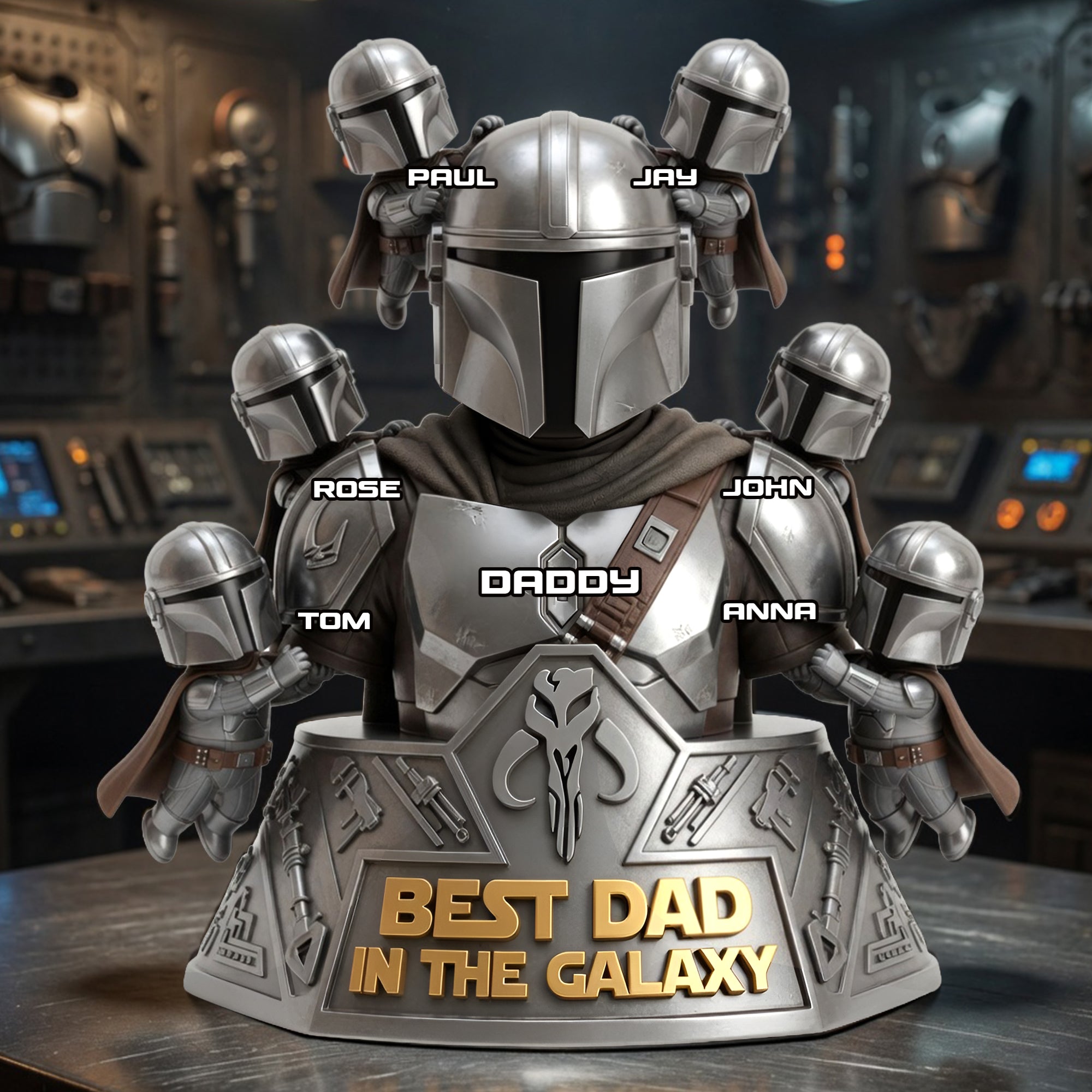 "Best Dad in the Galaxy!" - Best Space Dad Acrylic Plaque - Personalized Gifts for Dads, Grandpas, and More Shaped Plaques PopCulturePrints