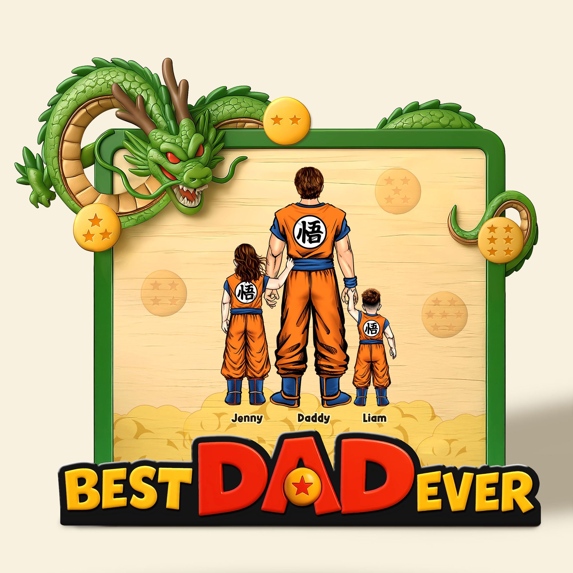 Best Dad Ever - Dragon Dad Plaque - Personalized Gifts for Dads Shaped Plaques PopCulturePrints