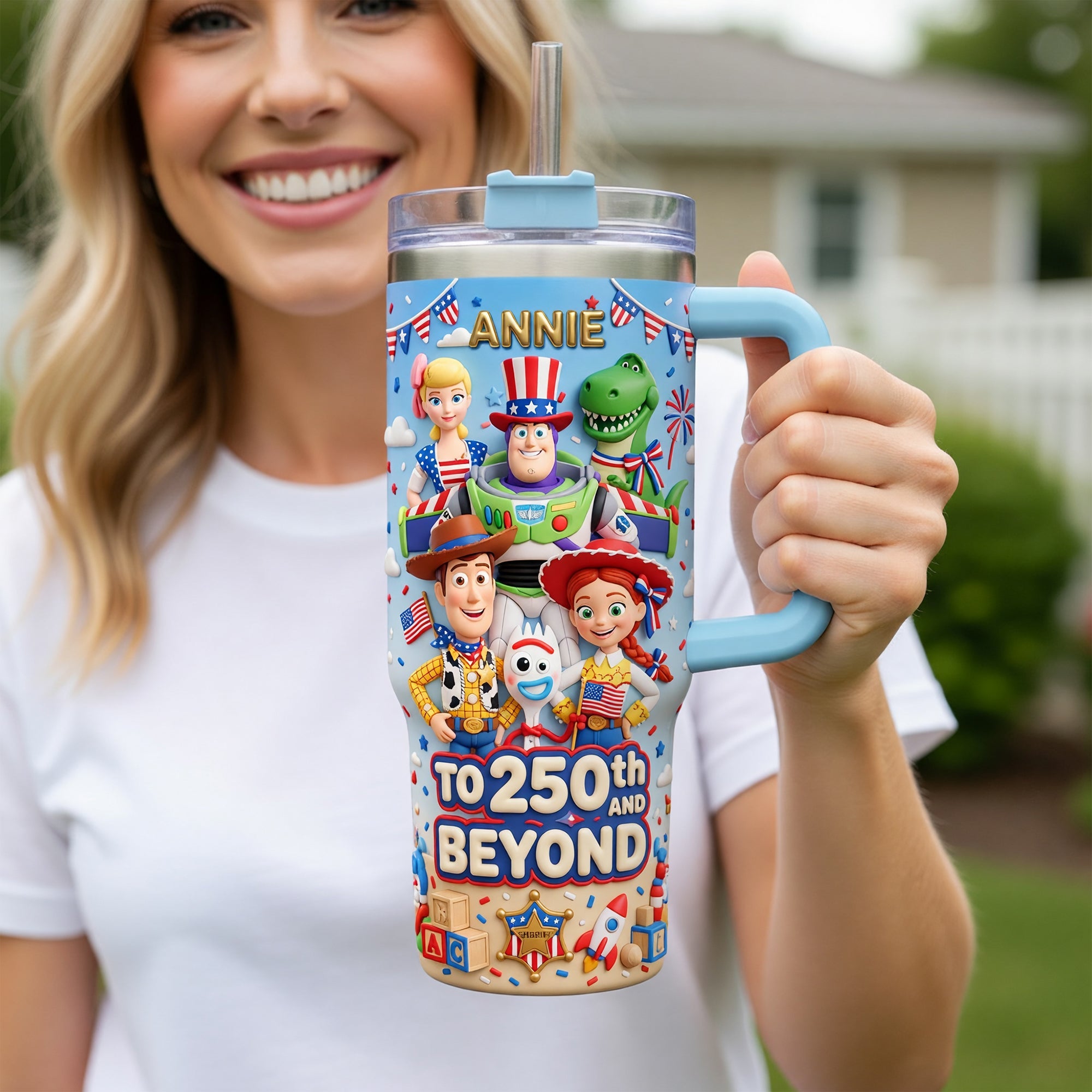Celebrate 250 Years of America! - Personalized USA 250th Anniversary Tumbler With Handle - Perfect Gift for Patriots