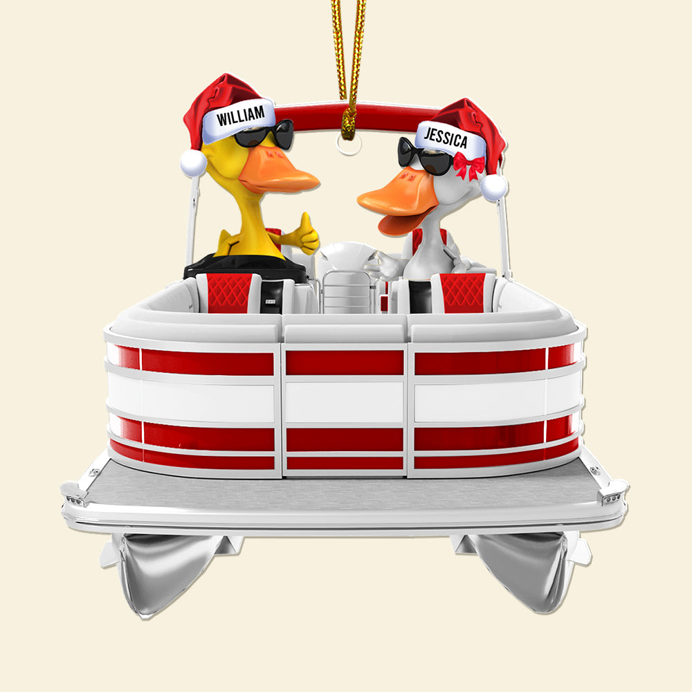 Personalized Pontoon Trip Duck Christmas Ornament