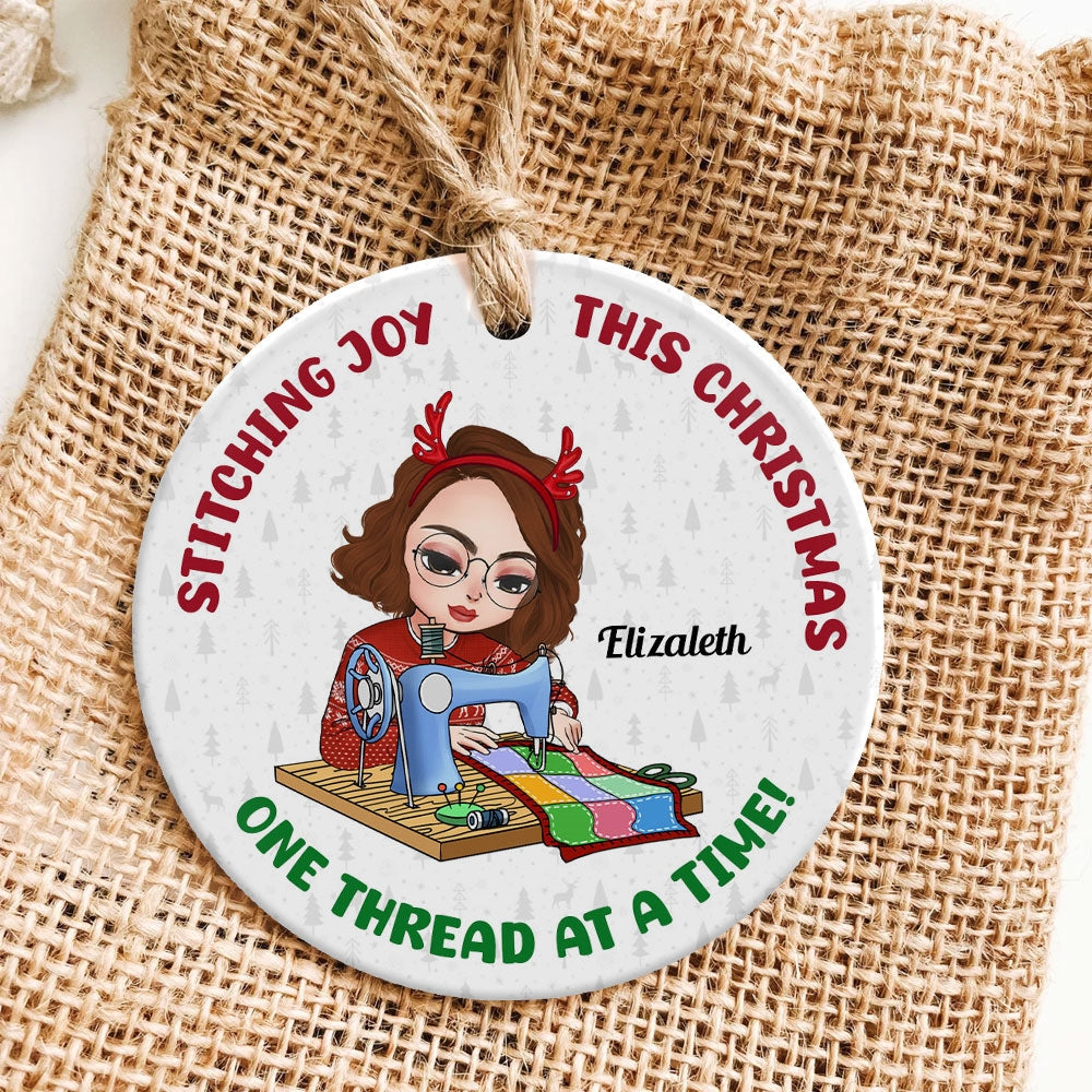 Personalized Alphabet Ornament for Sewing Enthusiasts Ornament PopCulturePrints