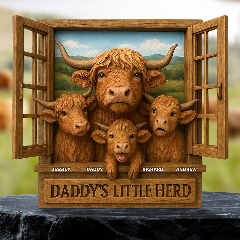 “For the Best Dad Ever!” - Personalized Daddy's Little Herd Acrylic Plaque - Gift for Fathers, Dads, and Grandpas Shaped Plaques PopCulturePrints