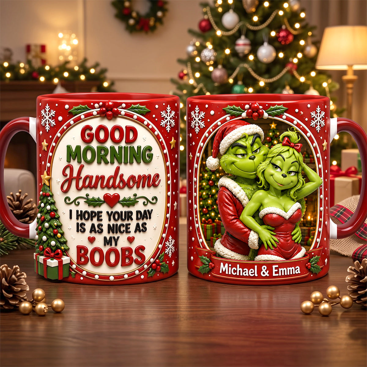Couple Christmas Coffee Accent Mug - Personalized Gifts For Couple 02NATN070926 Coffee Mug PopCulturePrints