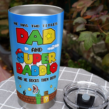 Load image into Gallery viewer, Super Dad Personalized Tumbler - Custom Names &amp; Characters
