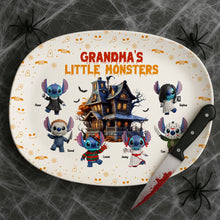 Load image into Gallery viewer, &quot;Embrace the Spook!&quot; Personalized Grandma&#39;s Little Monsters Halloween Plate - Unique Gift for Mom and Grandma Plates PopCulturePrints
