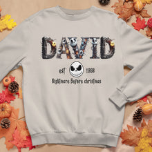 Load image into Gallery viewer, Personalized Movie Fan Christmas Sweatshirt - Nightmare Before Christmas Theme
