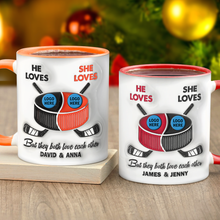 Load image into Gallery viewer, Personalized Ice Hockey Mug for Couples - Unique Valentine&#39;s Day Gifts Coffee Mug PopCulturePrints
