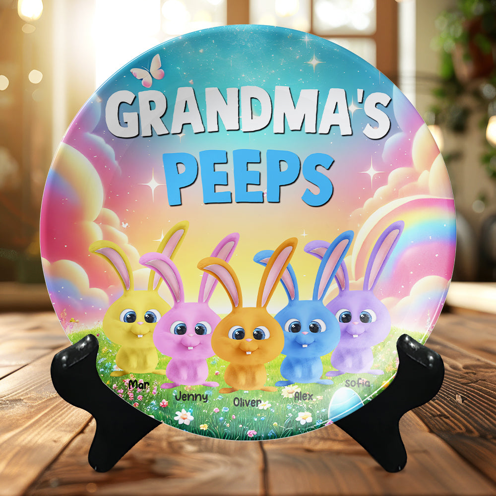 Mommy's Peeps - Personalized Rabbit Round Plate for Grandma and Loved Ones Ceramic Round Plate PopCulturePrints