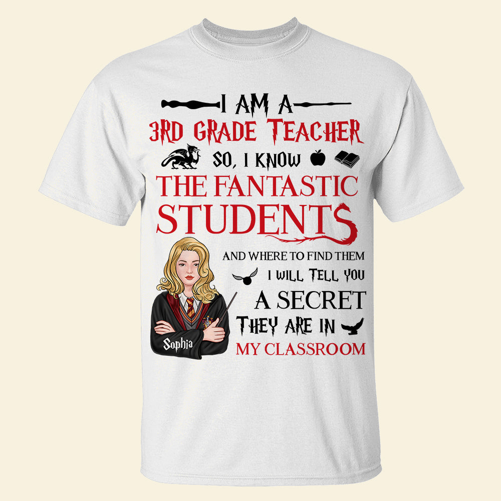 Personalized 3rd Grade Teacher T-Shirt - Fantastic Students Theme