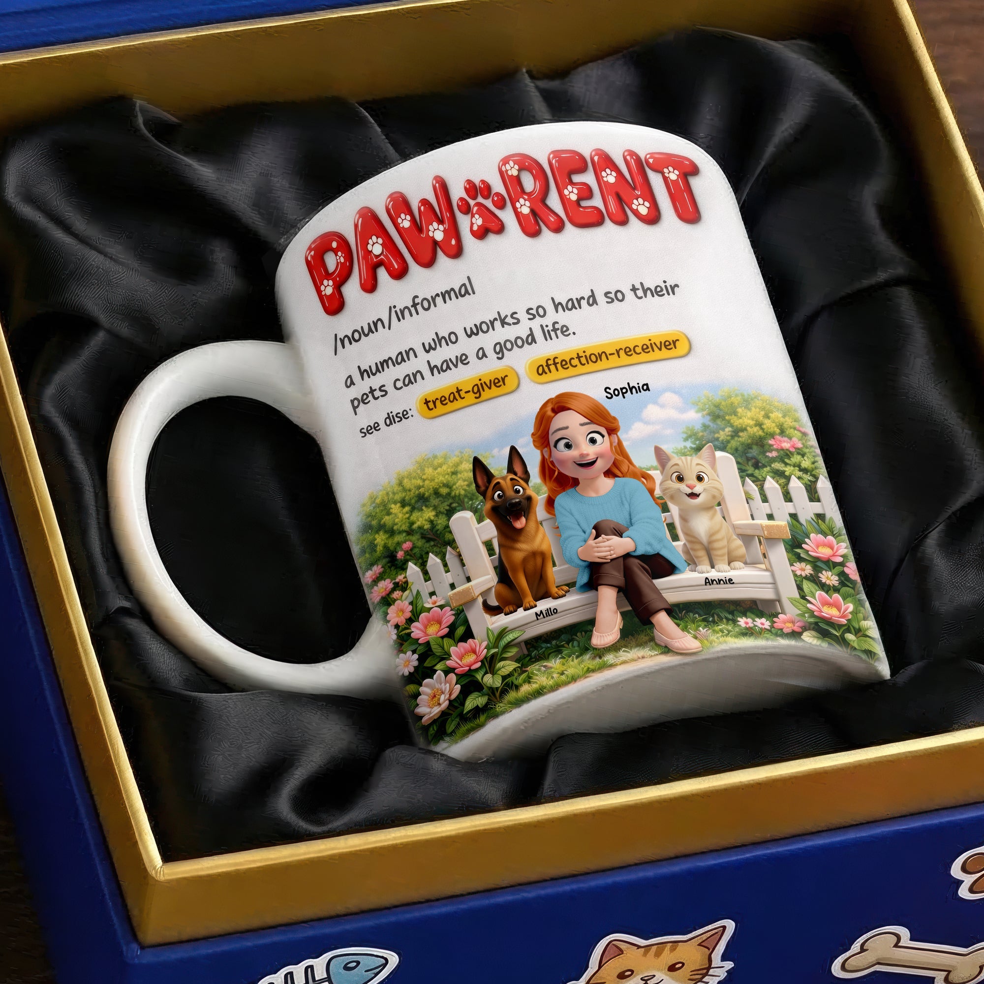 Paw-sitive Vibes for Pet Lovers - Personalized Dog & Cat Mom Coffee Mug - Unique Gift for Moms and Grandmas Coffee Mug PopCulturePrints