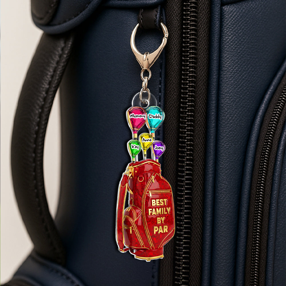 Best Family By Par - Personalized Acrylic Keychain for Golf Families Keychains PopCulturePrints