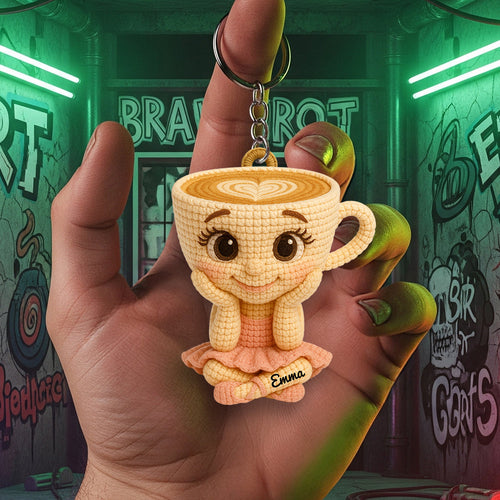 Cute & Quirky: Personalized Funny Crochet Keychain - Perfect Gift for Coffee Lovers and Friends! Keychains PopCulturePrints