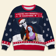 Load image into Gallery viewer, Personalized Christmas Couple Sweater - Favorite Nightmare
