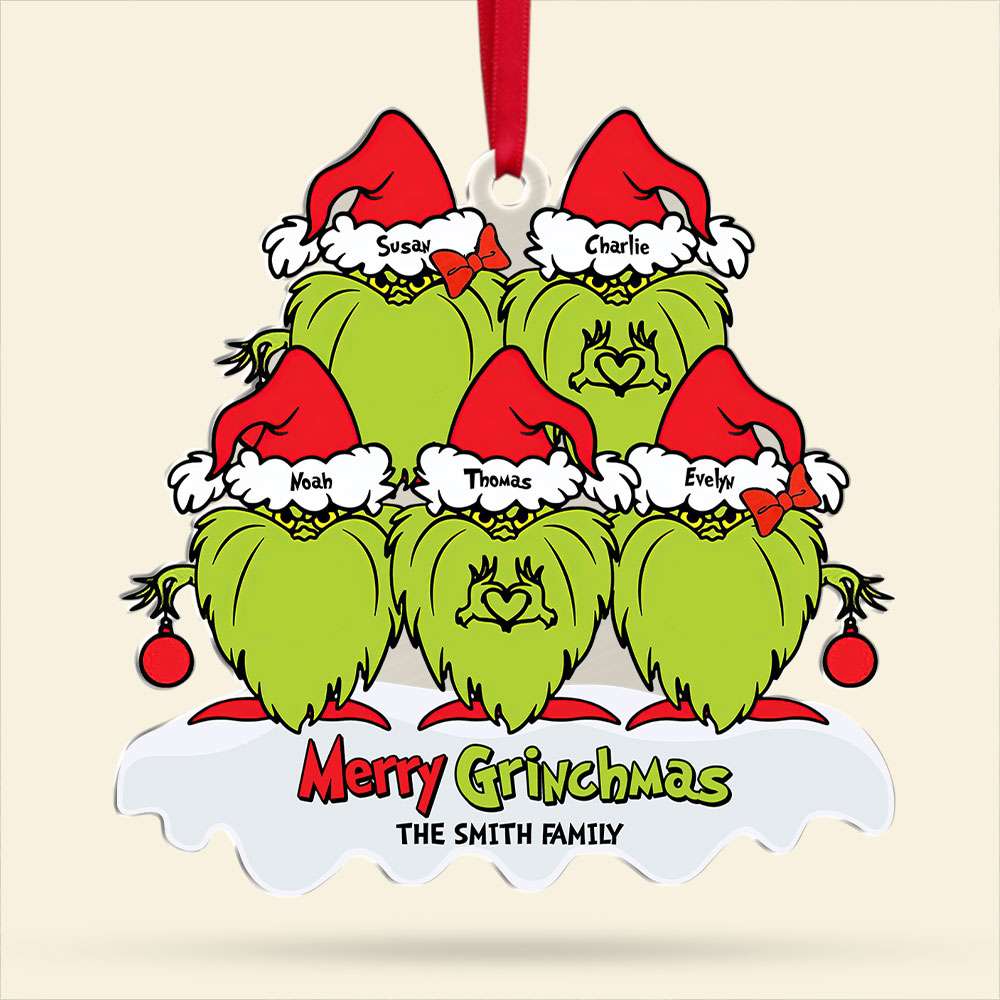 Personalized Grinch Family Christmas Ornament Ornament PopCulturePrints