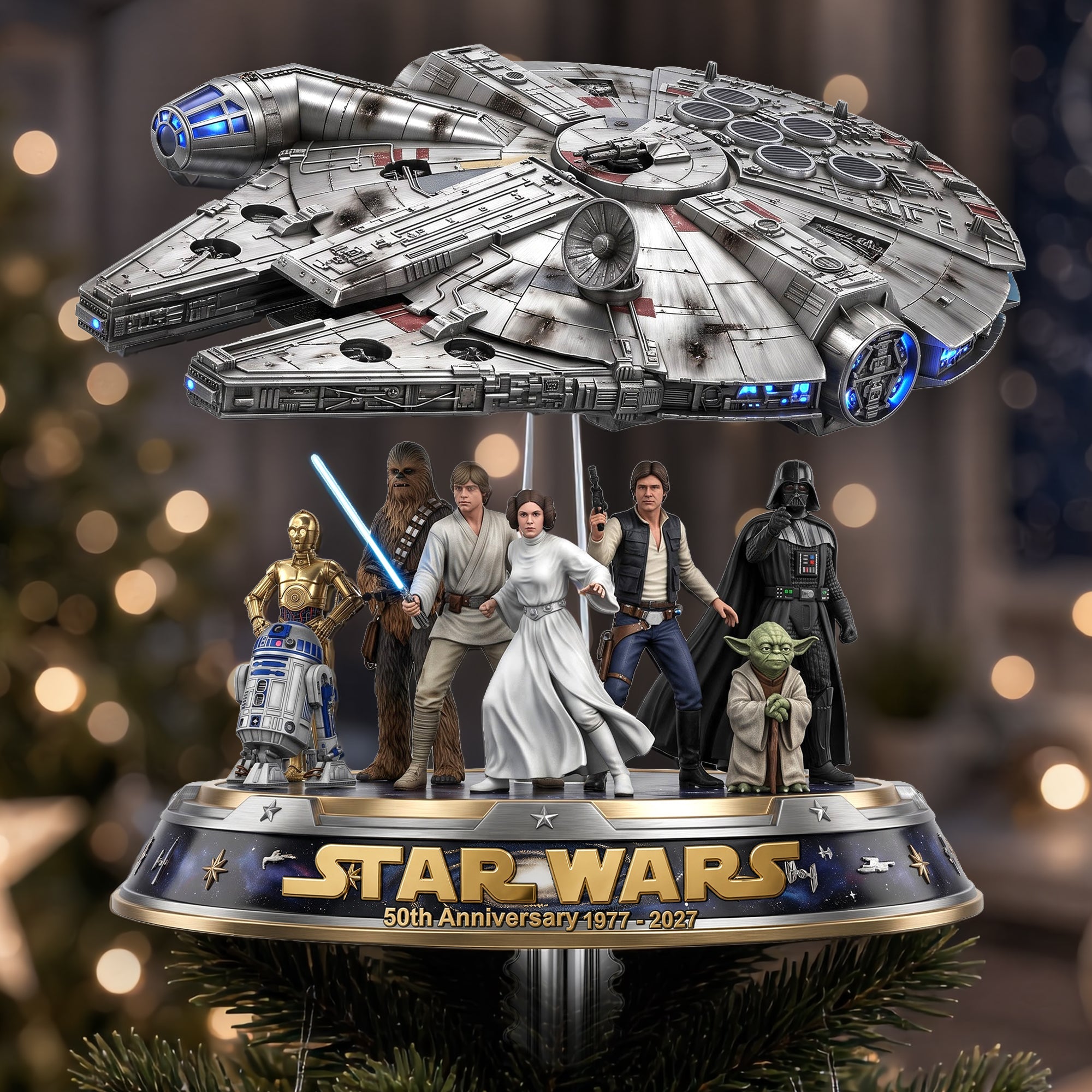 “Celebrate the Force: Touching Traditions” - Cosmic Christmas Tree Topper, Personalized Gift for Star Wars Fans