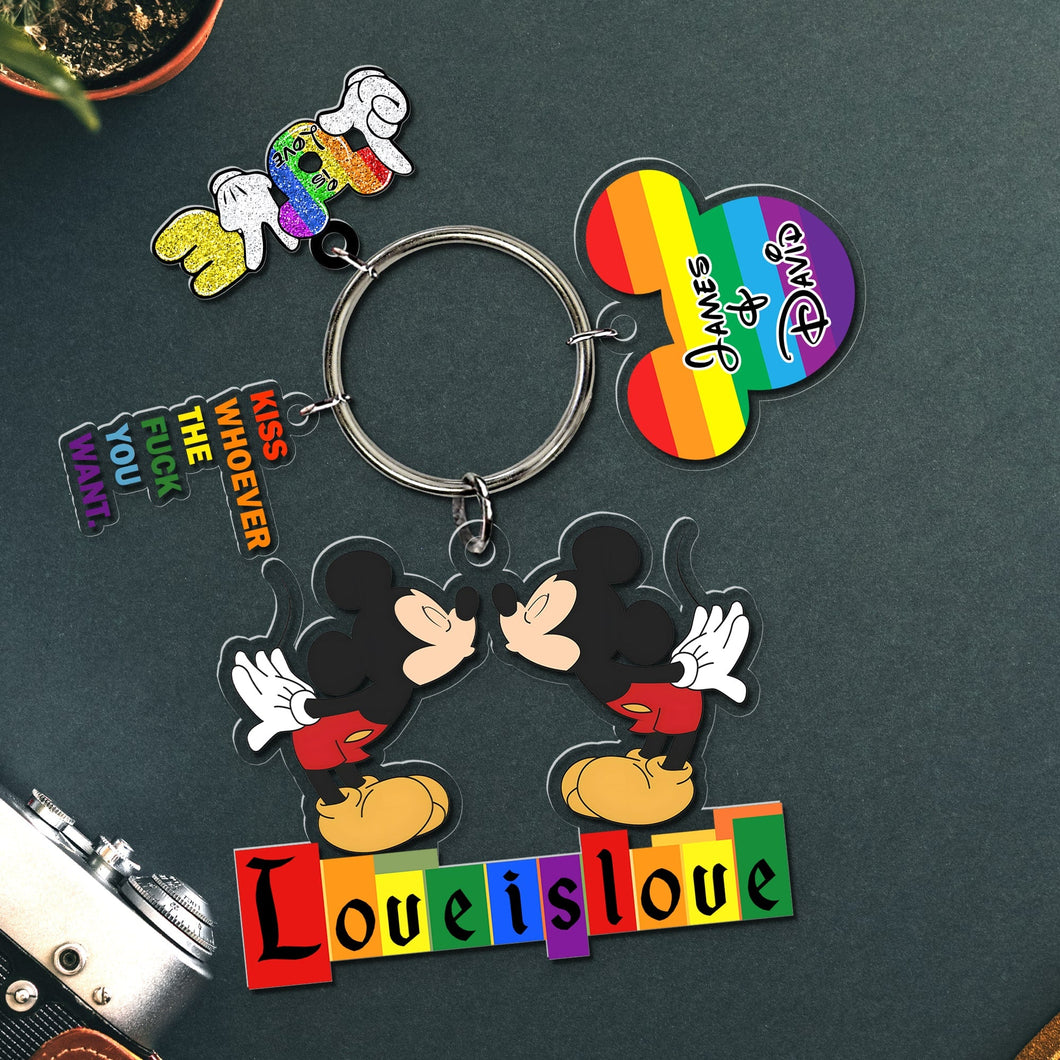 Personalized LGBT Keychain - Love Is Love | Valentine's Day Gifts Keychains PopCulturePrints