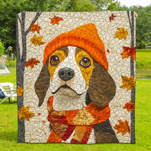 Load image into Gallery viewer, Festive Beagle Dog Quilt Bed Set for Christmas Blanket PopCulturePrints
