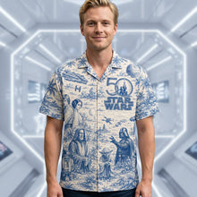 Load image into Gallery viewer, "Celebrate the Force in Style!" - Warriors 50th Anniversary Toile De Jouy Hawaiian Shirt - Personalized Gifts for Star Wars Fans
