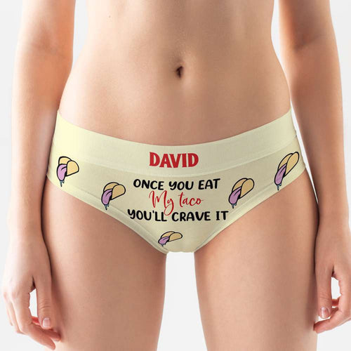Personalized Funny Women's Briefs - Tongue Taco Boxer Briefs PopCulturePrints