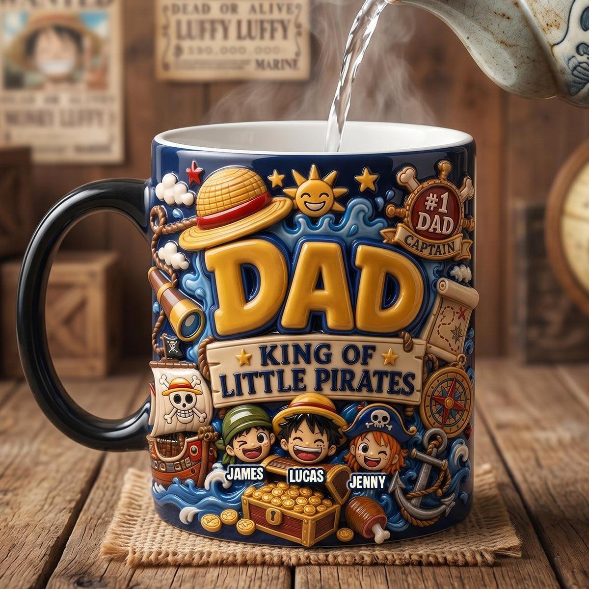 "Adventure Awaits: Captain Dad's Magic Mug" - Personalized Gift for Dads, Grandpas, and More! Coffee Mug PopCulturePrints