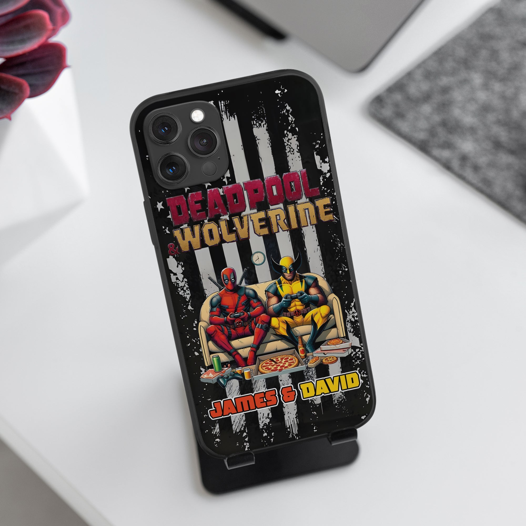 Personalized Deadpool and Wolverine Gaming Phone Case