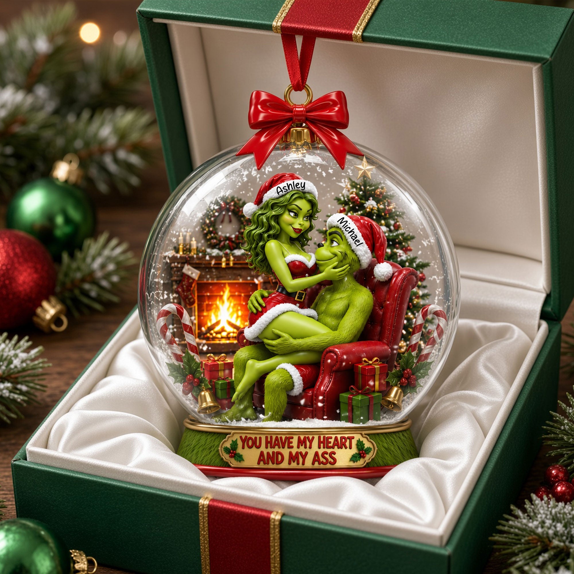 You Have My Heart and My Ass - Personalized Cheeky Love Couple Christmas Ornament