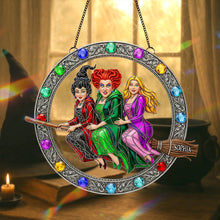 Load image into Gallery viewer, &quot;Fly High with Magic!&quot; - Enchanted Witches Trio Suncatcher - Personalized Gift for Witch Lovers Ornament PopCulturePrints
