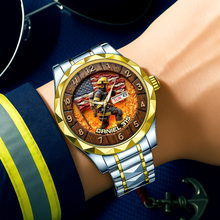 Load image into Gallery viewer, “Courage in Every Tick” - Personalized Firefighter Men's Watch - Custom Gift for Firefighters and Their Families Men's Watch PopCulturePrints
