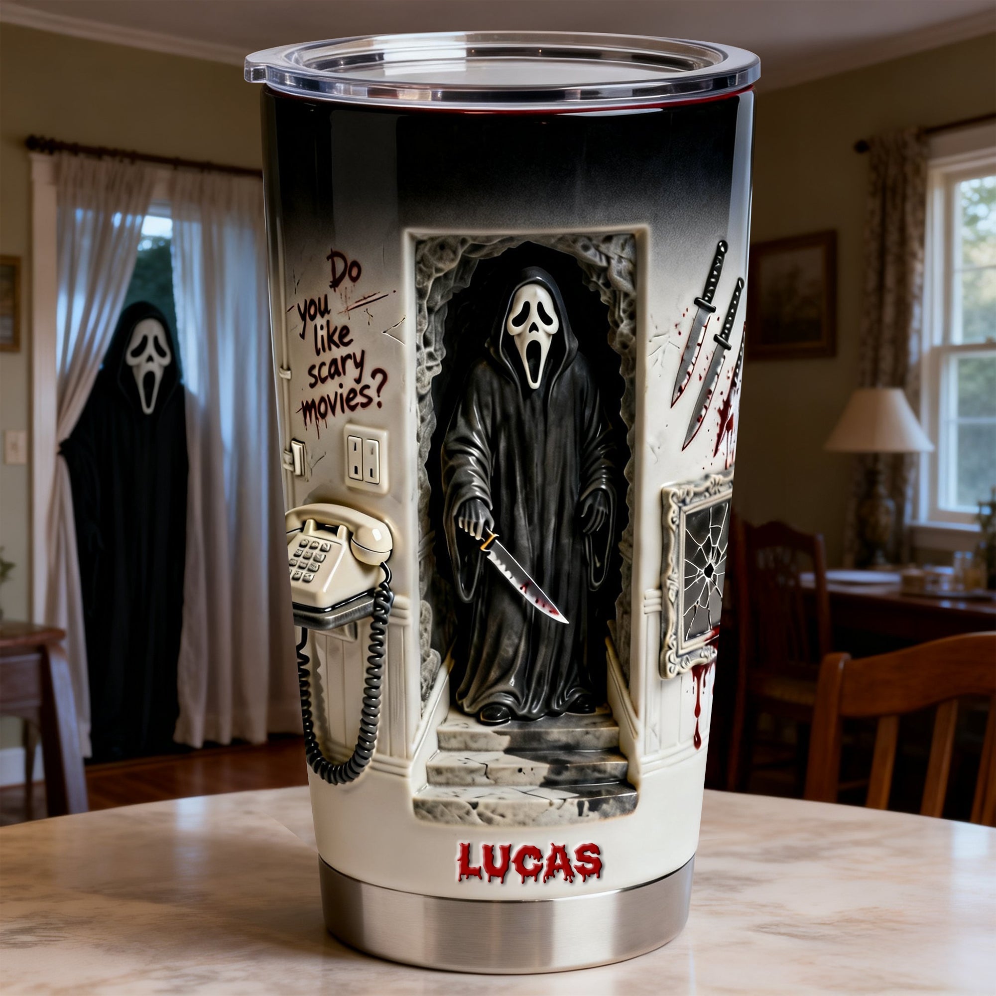 Hi, I’m Chucky! Wanna play? - Personalized Horror Fans 20oz Tumbler Tumbler Cup PopCulturePrints