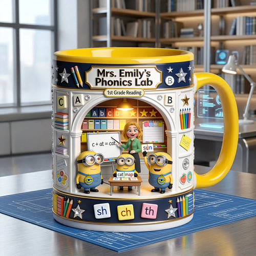 “Inspire Learning Every Sip” - Personalized Classroom Boss Coffee Mug - Custom Gift for Teachers Coffee Mug PopCulturePrints