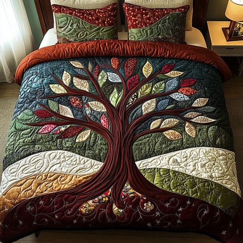 Graceful Tree of Life Quilt Bed Set - Personalized Comfort for Every Occasion Blanket PopCulturePrints