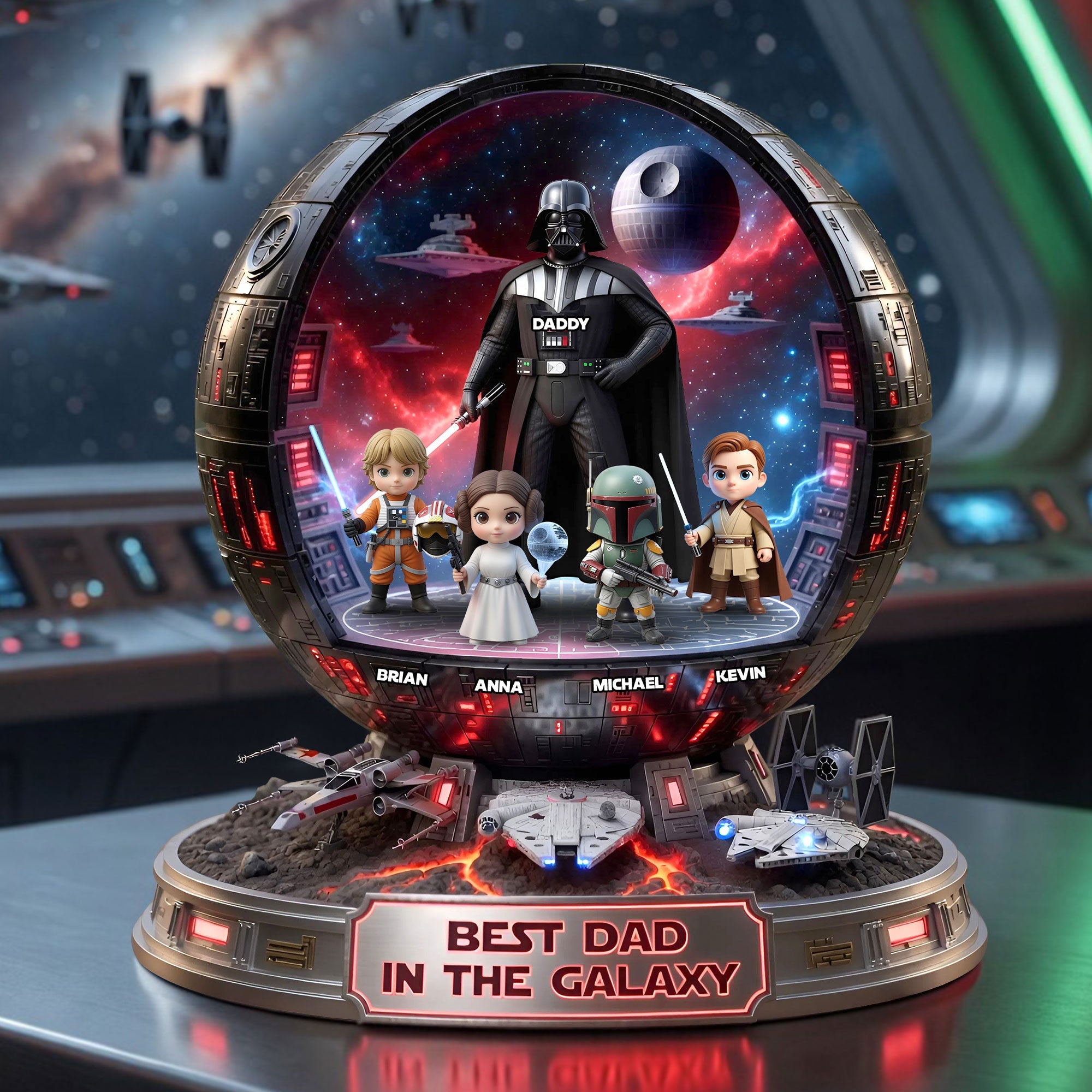 “Best Dad In The Galaxy” - Personalized Acrylic Plaque - Unique Gift for Dads and Grandpas Shaped Plaques PopCulturePrints