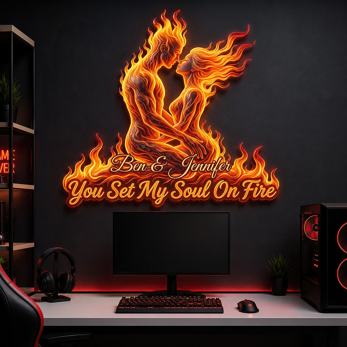 Eternal Flame Couple LED Wall Sign - Personalized Couples Gift