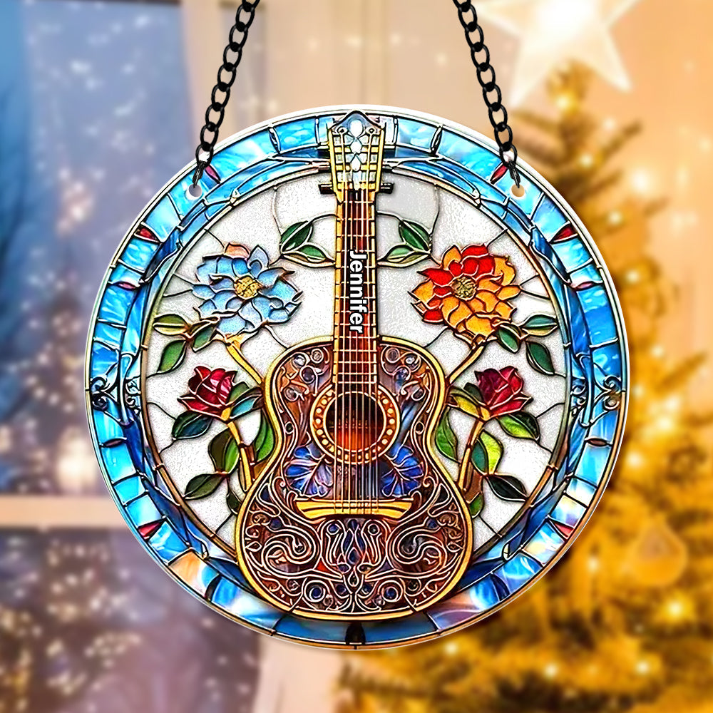 Personalized Christmas Suncatcher Ornament - Guitarist Themed Gift