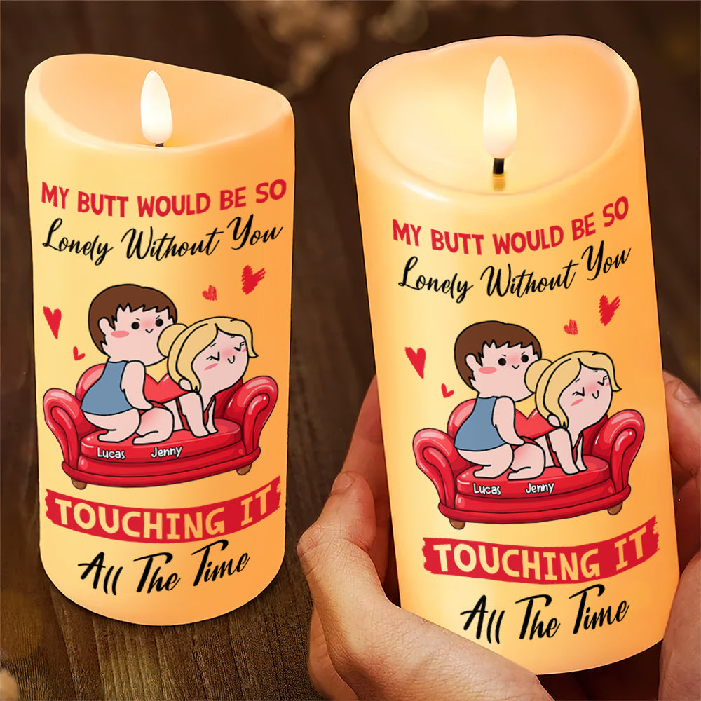 Personalized Funny LED Candle for Couples - Touching All The Time Led Candle PopCulturePrints